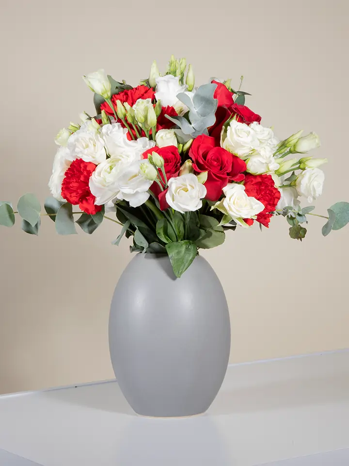 Bouquet bello bianco e rosso
